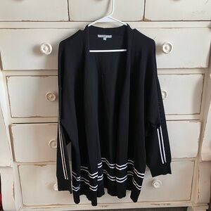 Black and White Striped Women's Cardigan